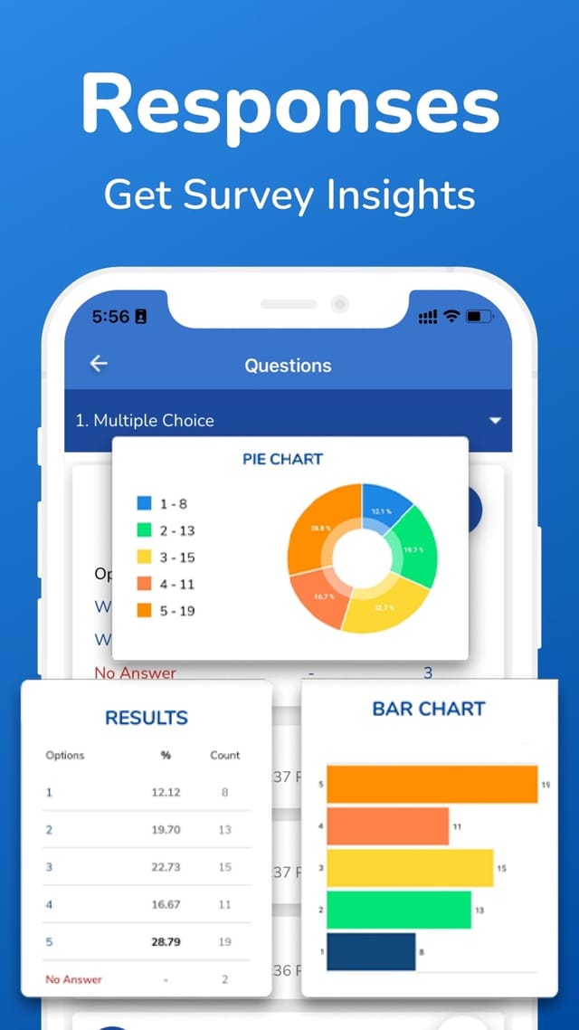 SurveyHeart app: Charts and response insights